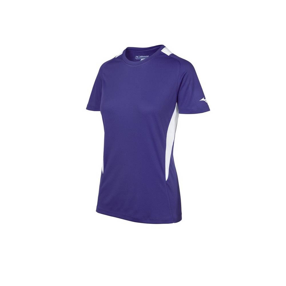 Camisas Mizuno Softball Crew Neck - Mulher - Roxo/Branco - QPWHT4836